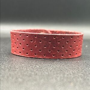 Red Perforated Leather Bracelet